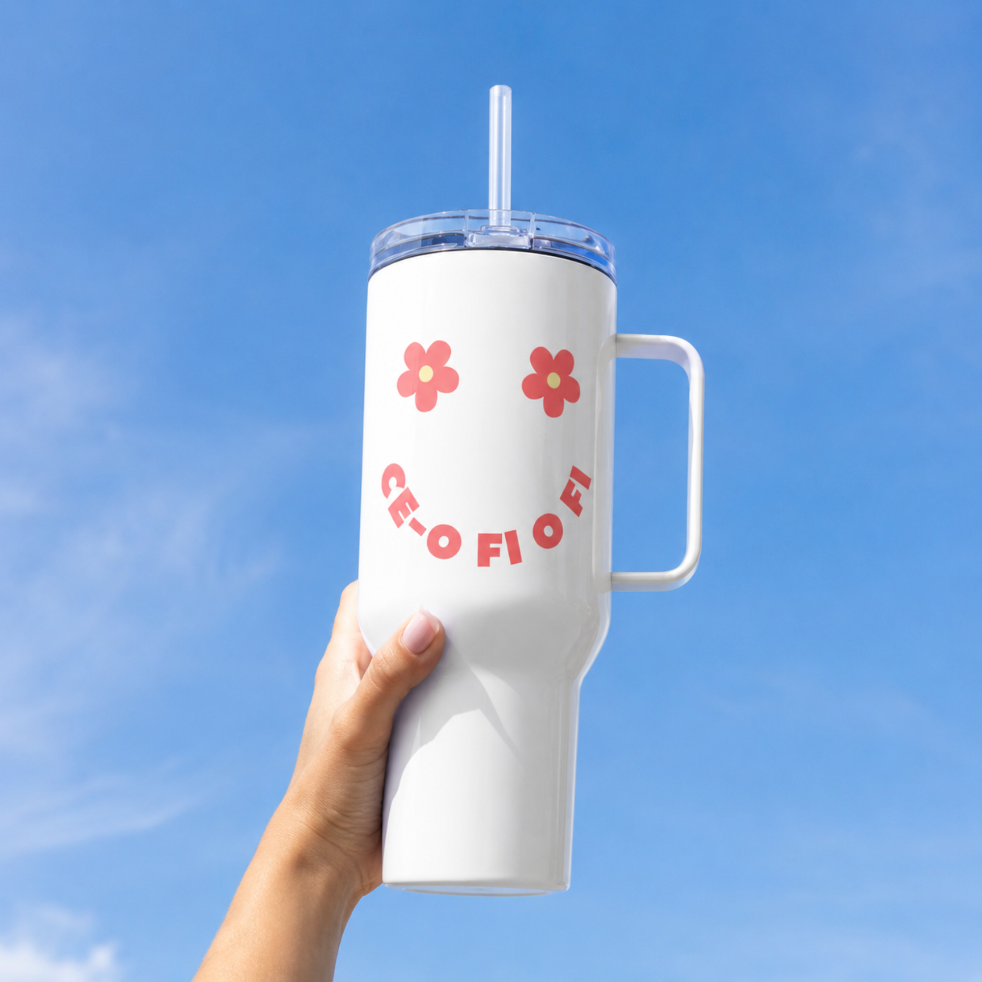 Ce-o Fi O Fi Smiley Face Romanian Tumbler