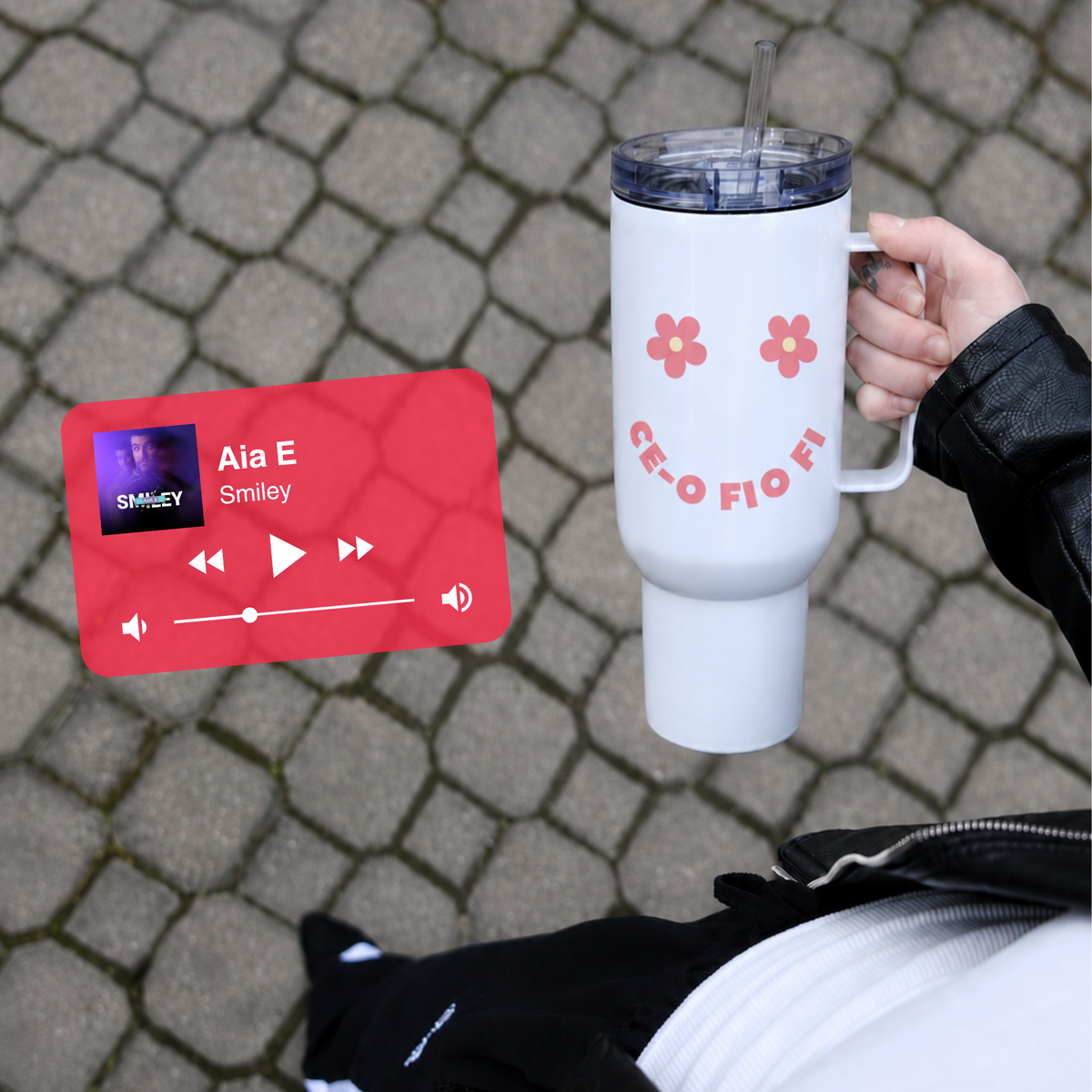 Ce-o Fi O Fi Smiley Face Romanian Tumbler