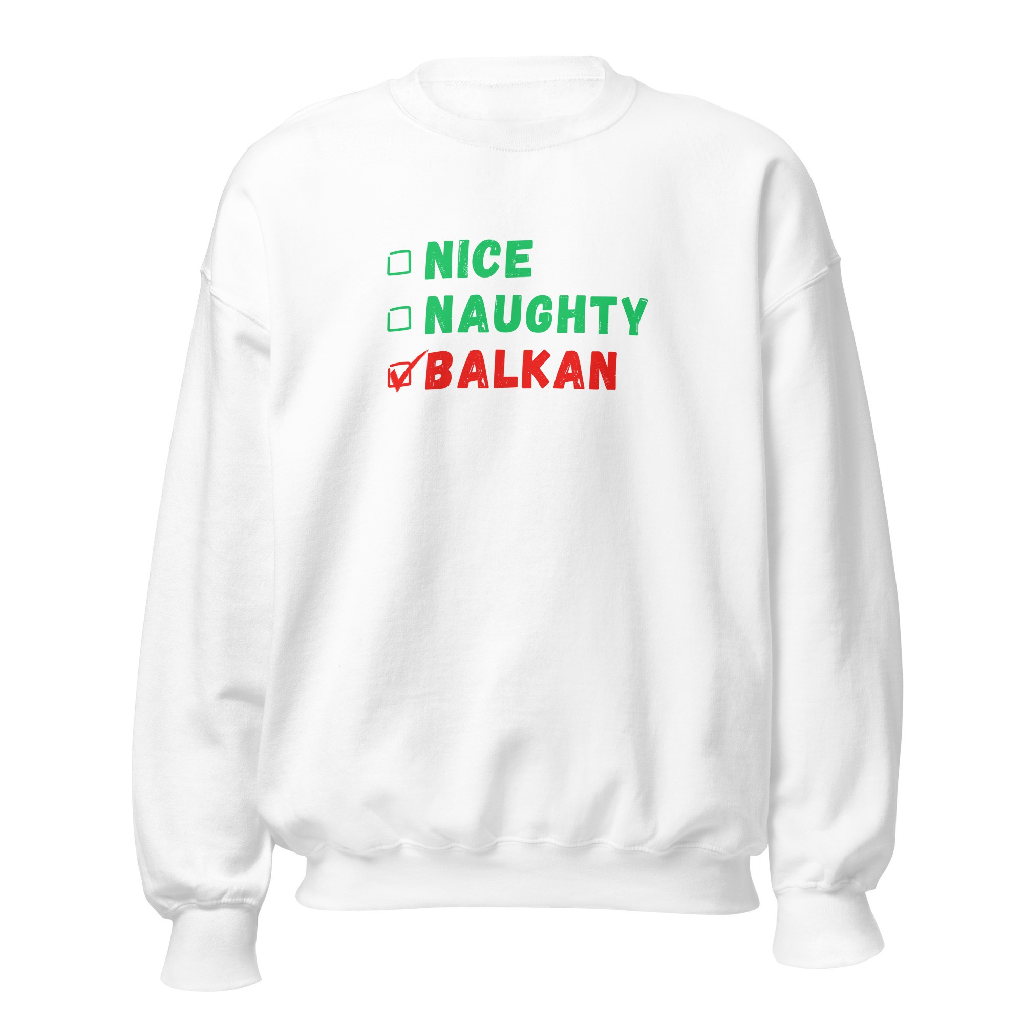 Nice Naughty Balkan Christmas Crewneck Sweater