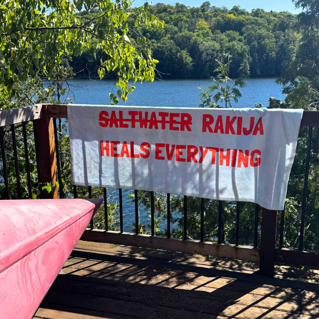 Rakija Heals Everything Beach Towel