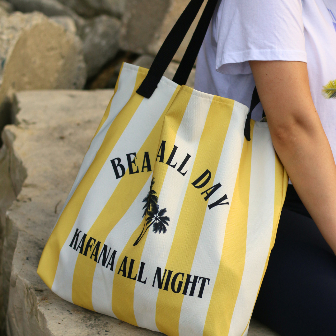 Beach All Day, Kafana All Night Tote Bag