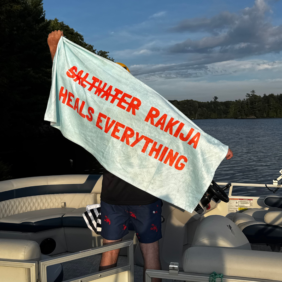 Rakija Heals Everything Beach Towel
