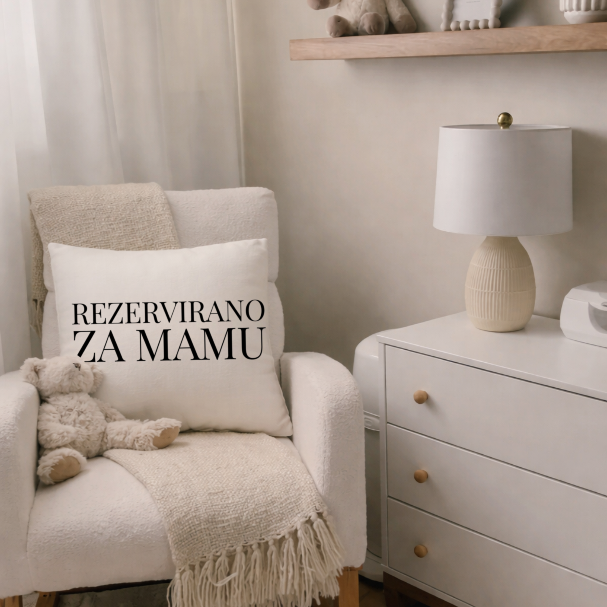 Croatian "Reserved for Mom" Pillow Cover