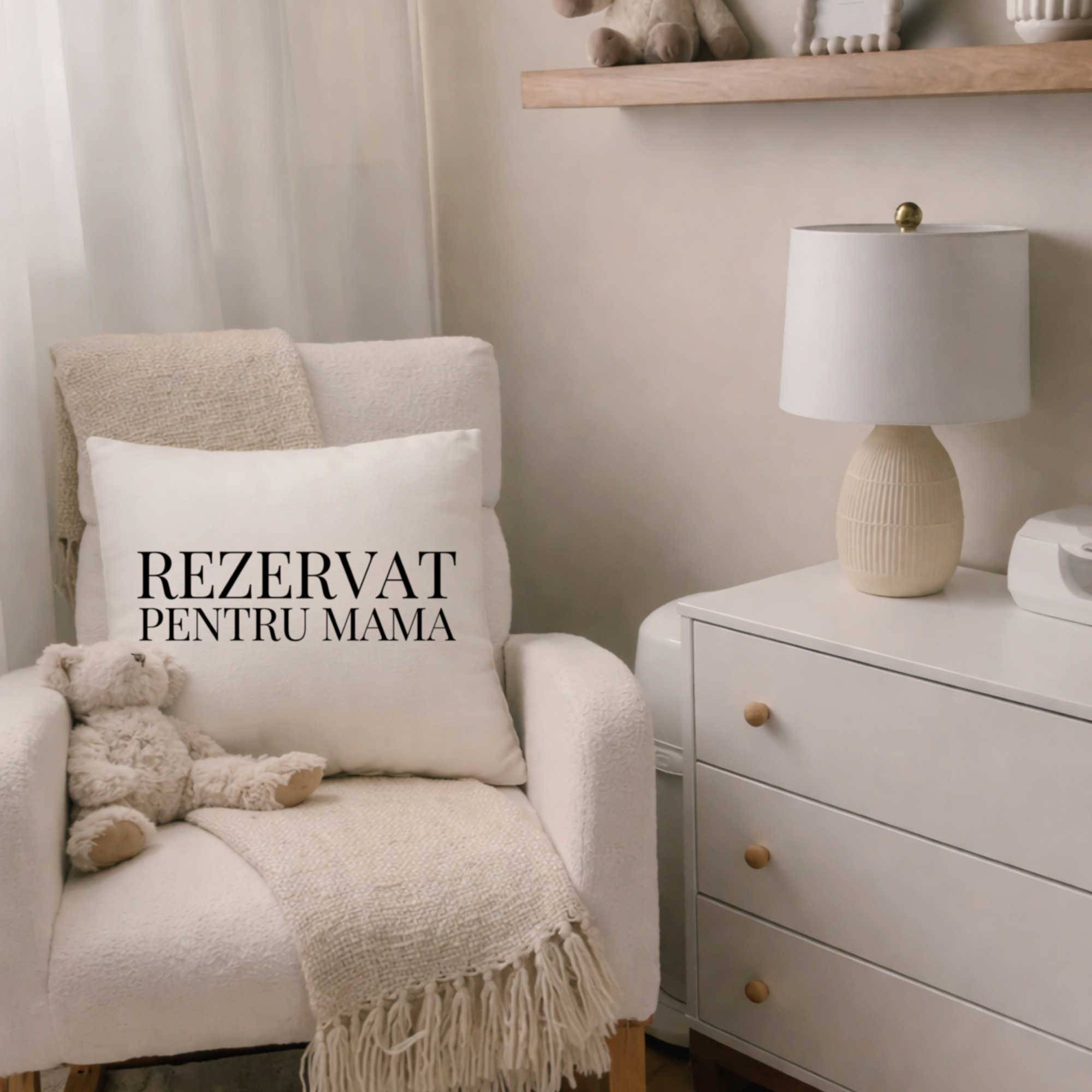 Romanian "Reserved for Mom" Pillow Cover