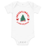 Albanian baby Christmas bodysuit with text Krishtlindjet e Mia të Para – Balkanish design
