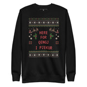 Funny Albanian Christmas sweater with text Here for Qengj i Pjekur – Balkanish design