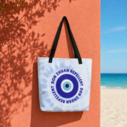 Albanian Don Zhuan Repellent Beach Bag with blue evil-eye design