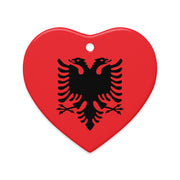 Heart-shaped Albanian flag Christmas ornament