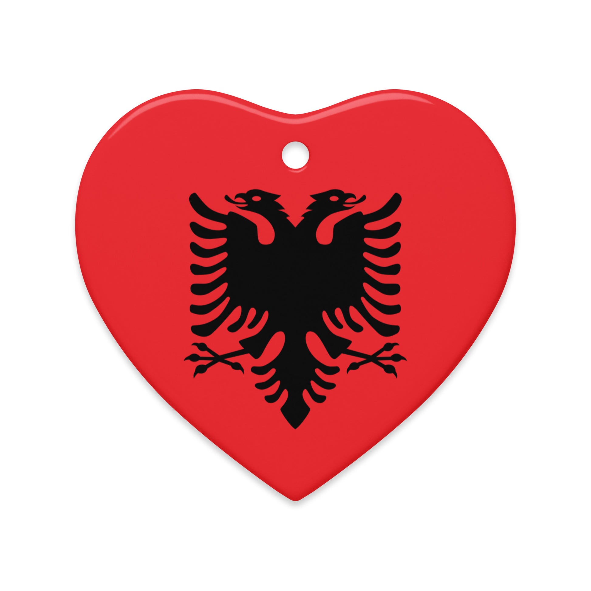 Heart-shaped Albanian flag Christmas ornament