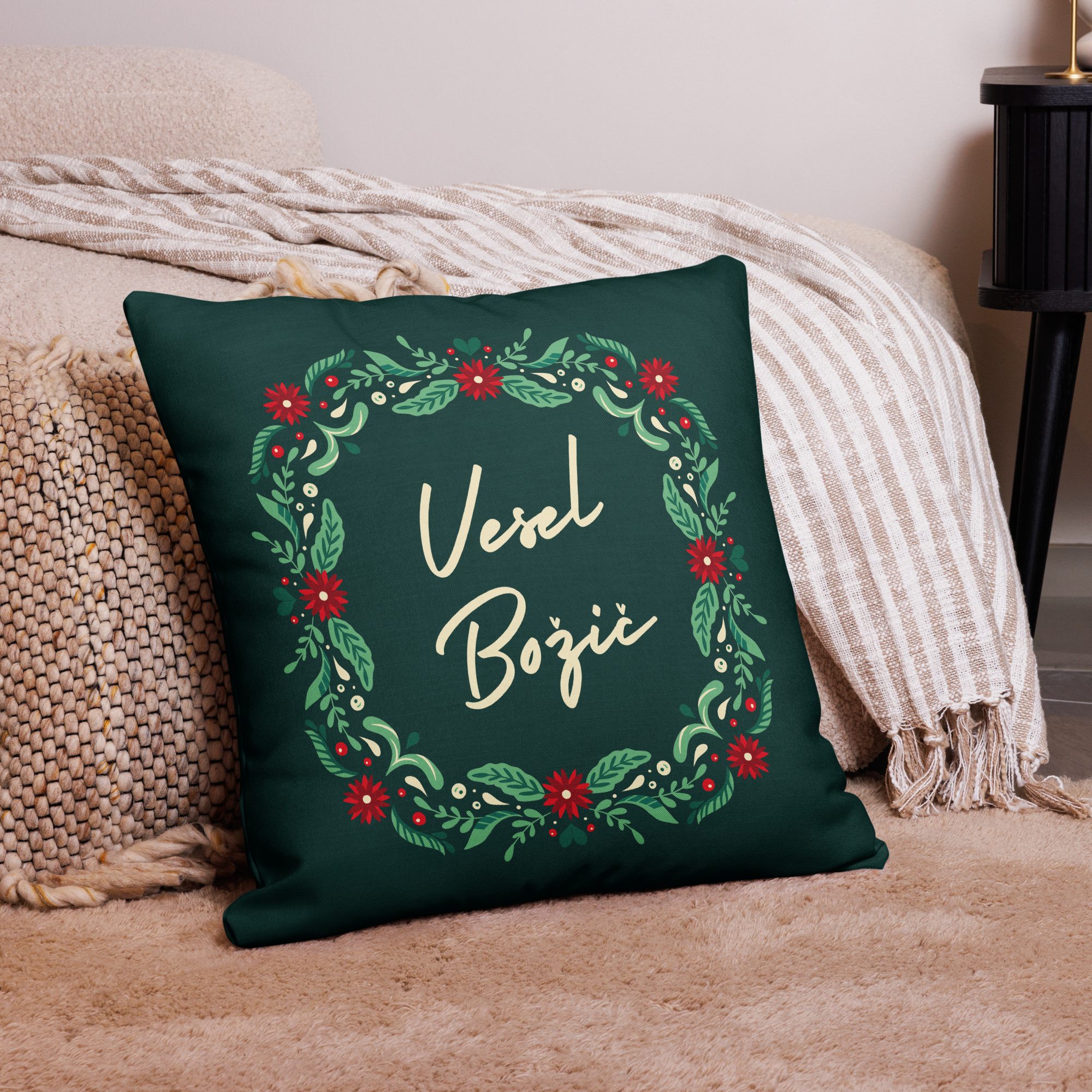 Slovenian Christmas Pillow Case – Vesel Božič!