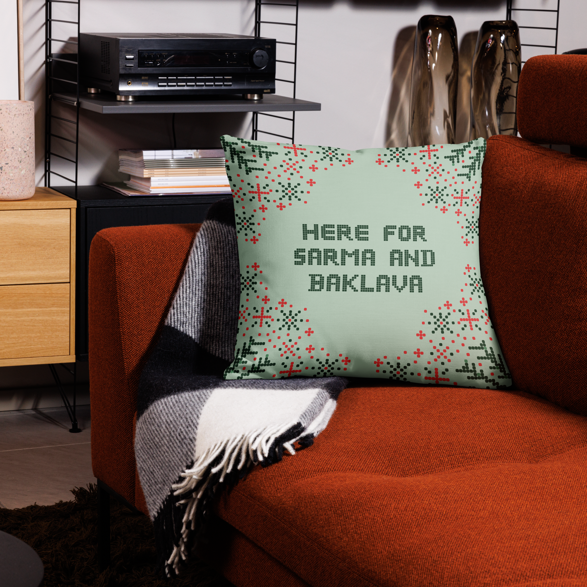 Balkan Christmas Pillow Case – Here for Sarma and Baklava