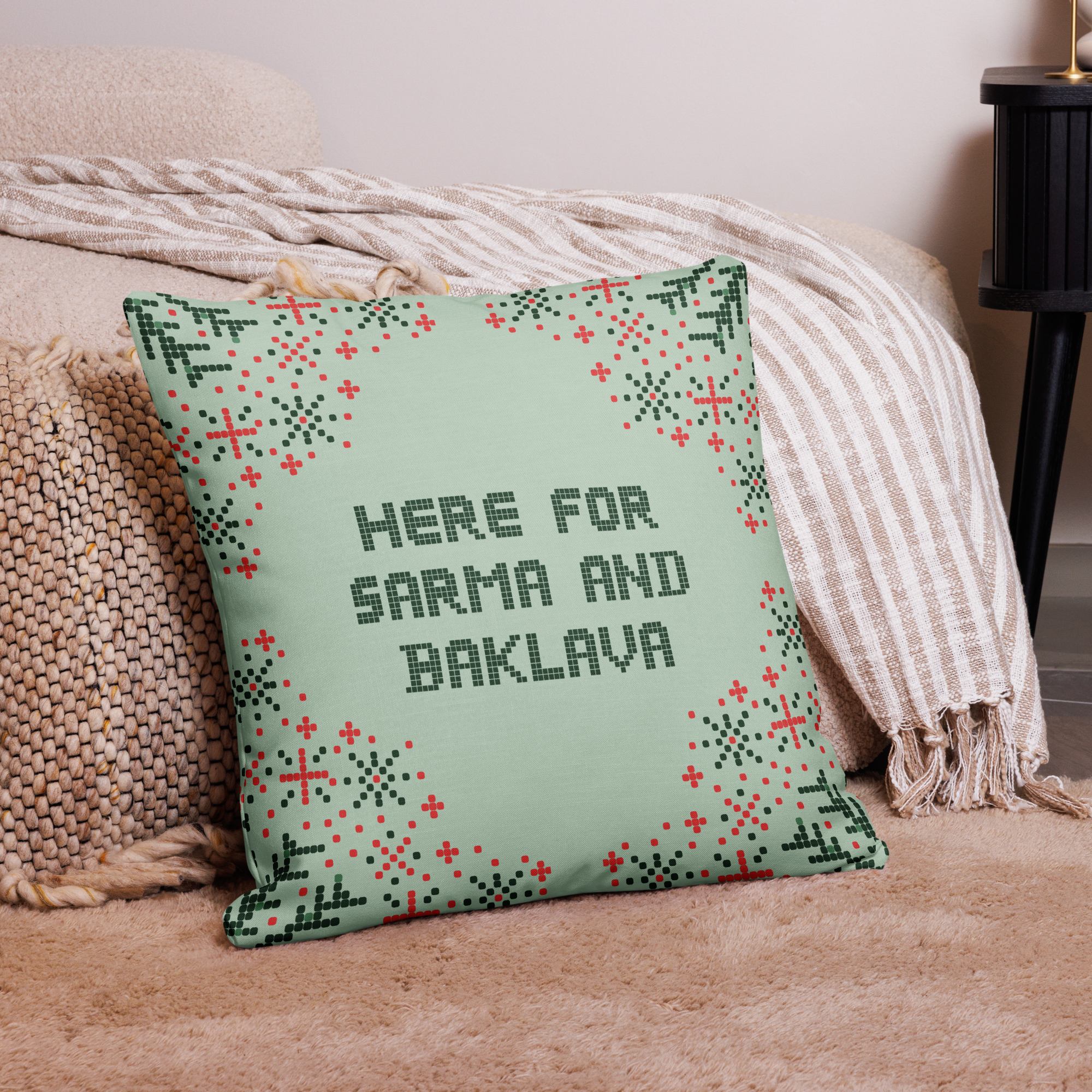Balkan Christmas Pillow Case – Here for Sarma and Baklava