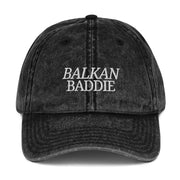 Balkan Baddie vintage black embroidered hat front view