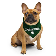 Green plaid pet bandana with “Srećan Božić” — Balkan Christmas accessory for pets