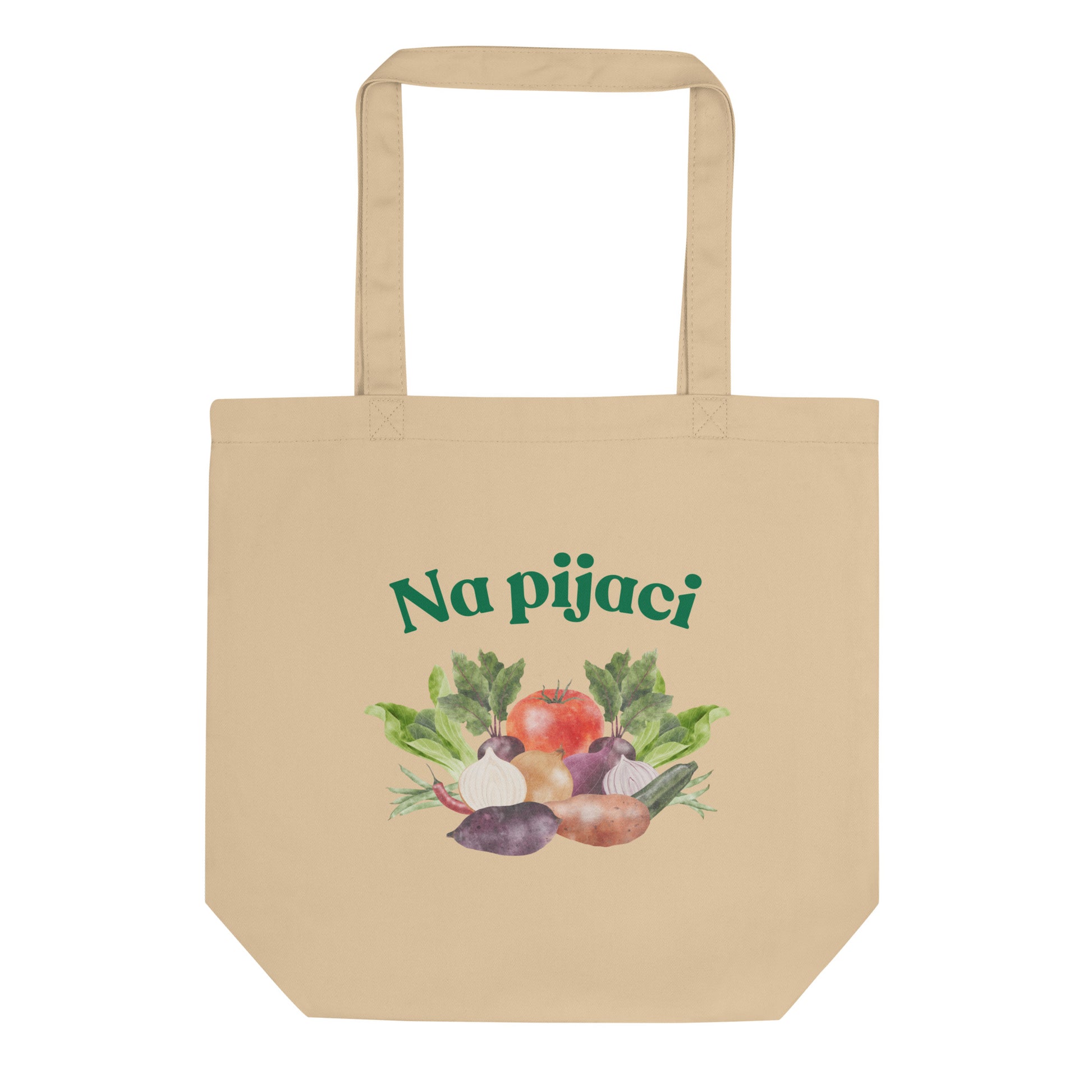 Serbian Na pijaci market tote bag with illustrated vegetables