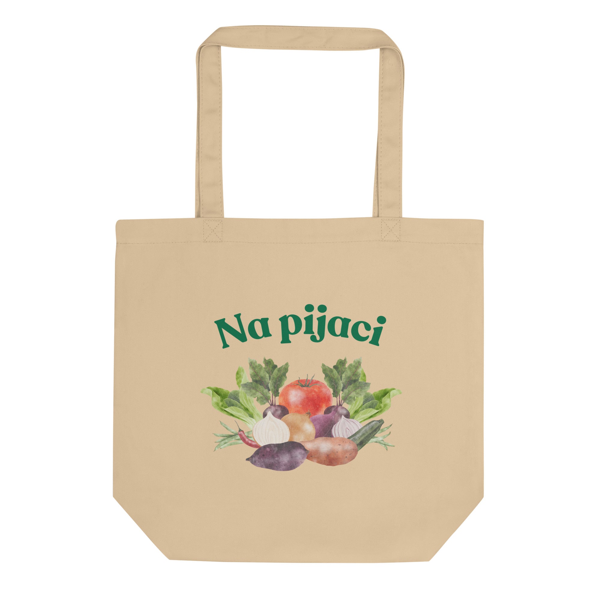 Serbian Na pijaci market tote bag with illustrated vegetables