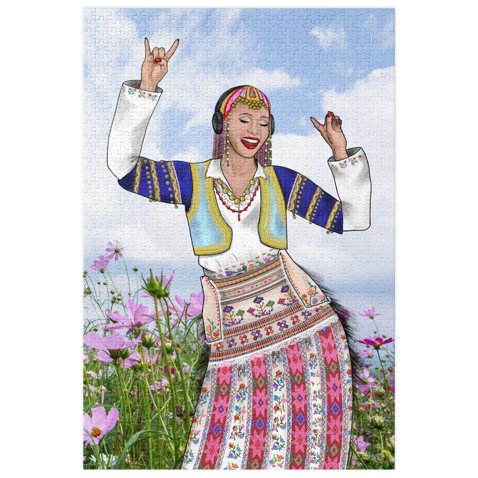 Kosovar girl in traditional clothing, 1000-piece puzzle.