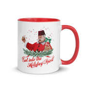 Bosnian Christmas mug featuring Santa holding a bottle of rakija – Balkanish design