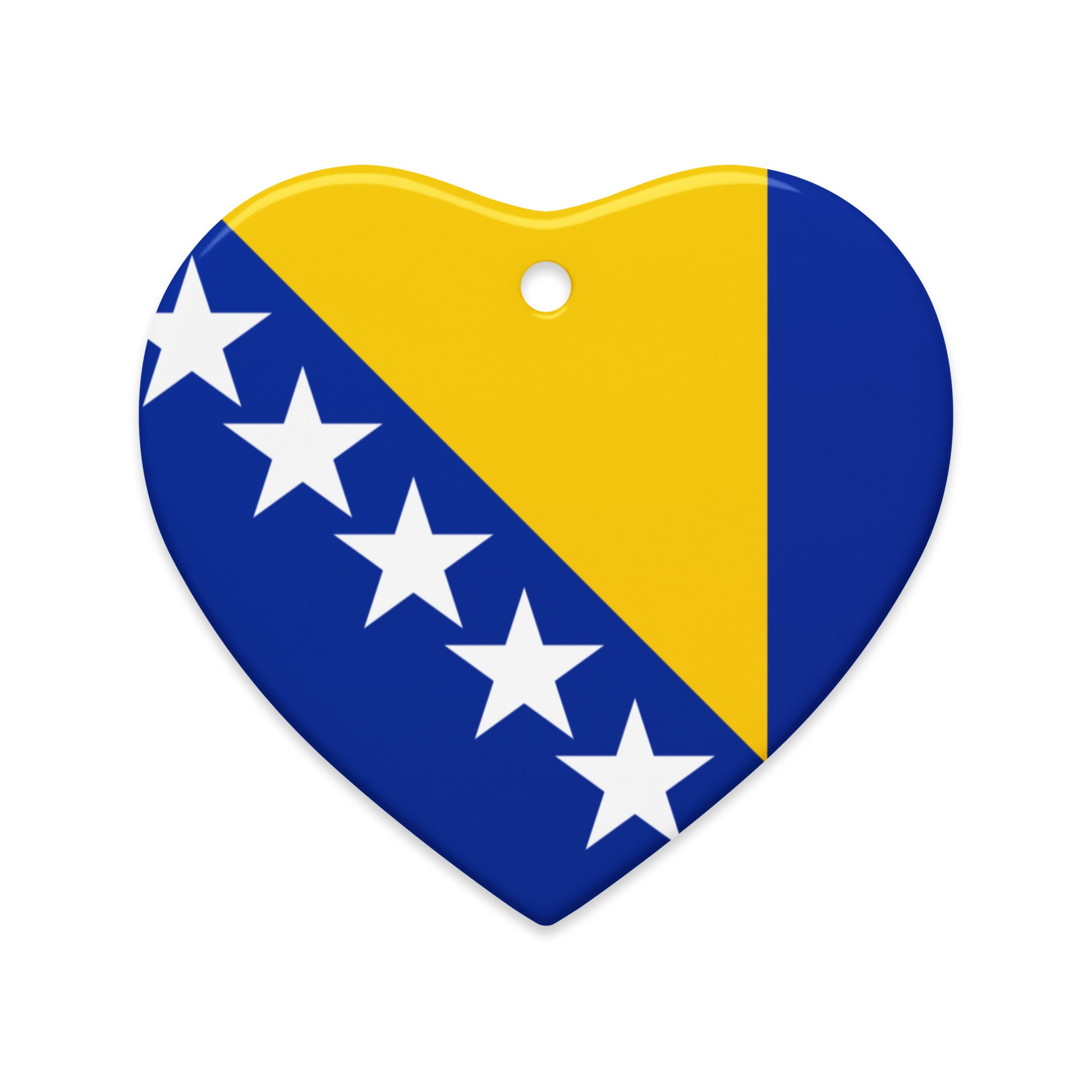 Heart-shaped Bosnian flag Christmas ornament