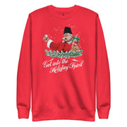Red Bulgarian Christmas sweater featuring Santa holding rakia — funny Balkan holiday sweater