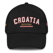 Front view of Croatia Hrvatska limited edition embroidered fan hat with premium embroidery