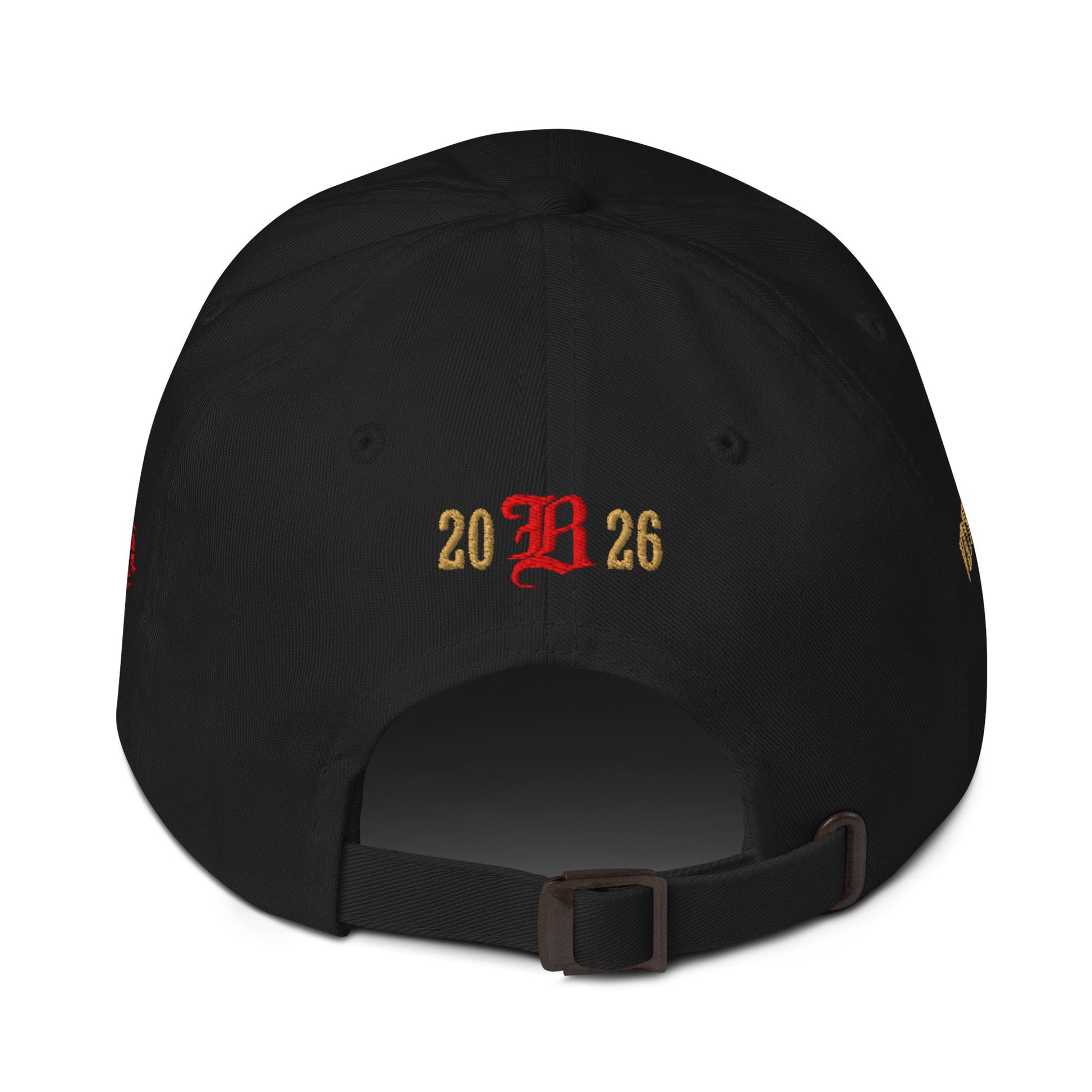 Black Croatia 2026 embroidered hat with adjustable strap and gold 2026 back embroidery detail