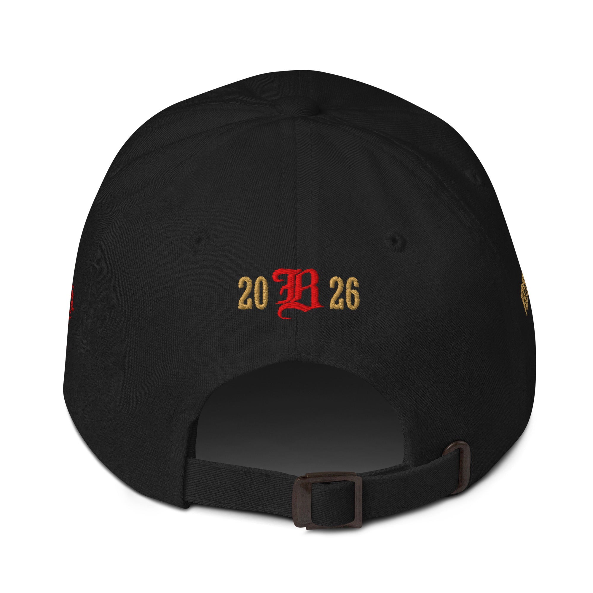 Black Croatia 2026 embroidered hat with adjustable strap and gold 2026 back embroidery detail