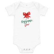 Croatian baby Christmas bodysuit with text Najljepši Dar and red bow – Balkanish design