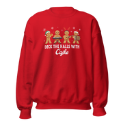 Čajke gingerbread Christmas sweater with gingerbread musicians.
