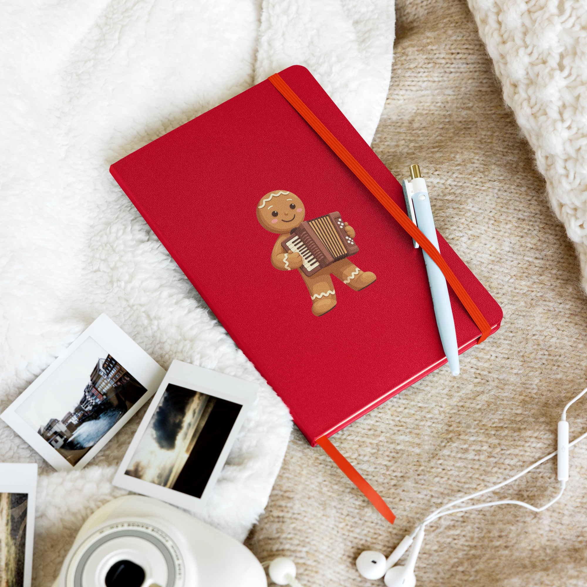 Balkan Christmas Hardcover Notebook – Gingerbread Accordion Man