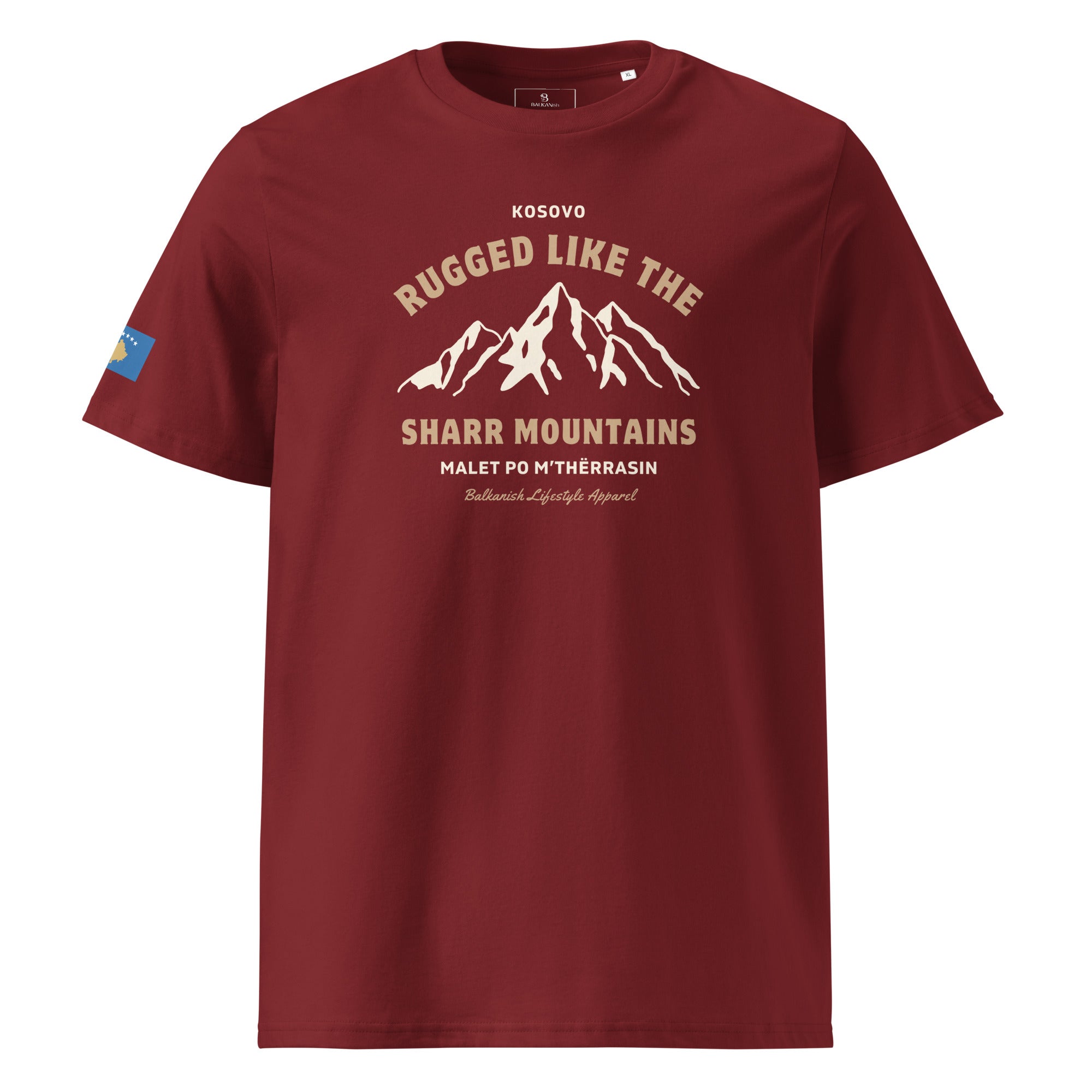 Kosovo Rugged Like the Sharr Mountains t-shirt featuring vintage mountain graphics inspired by the Sharr Mountains