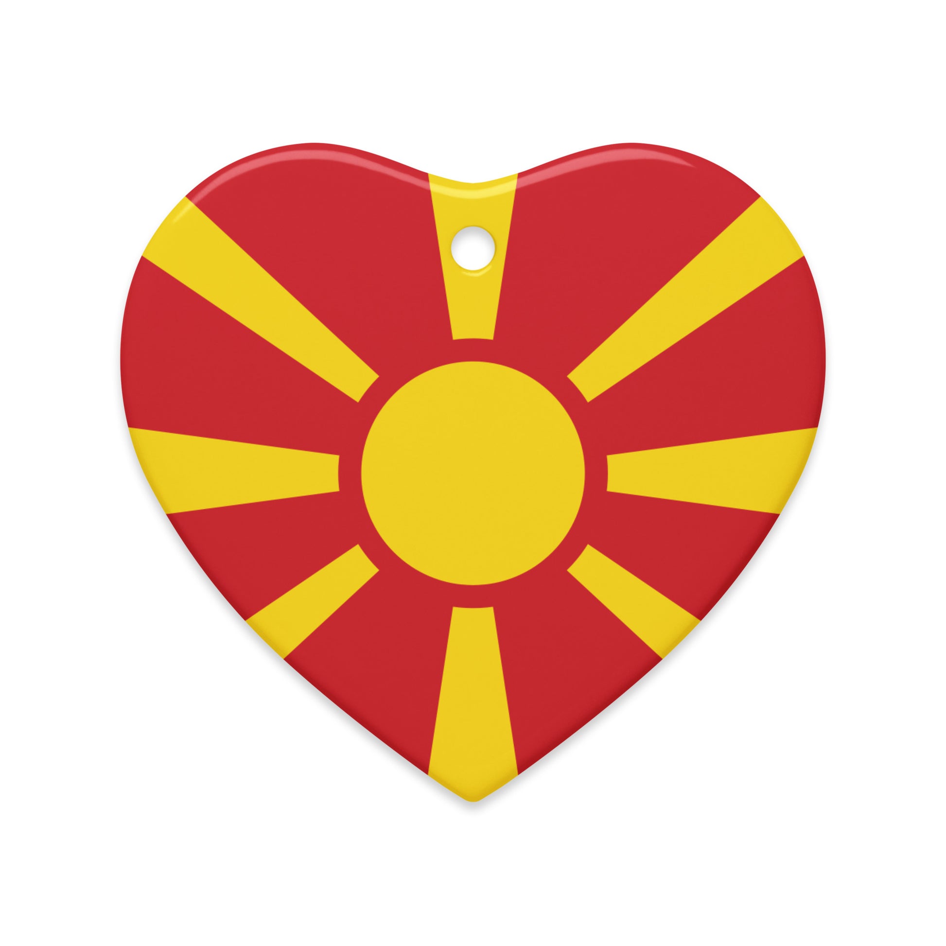 Heart-shaped Macedonian flag Christmas ornament