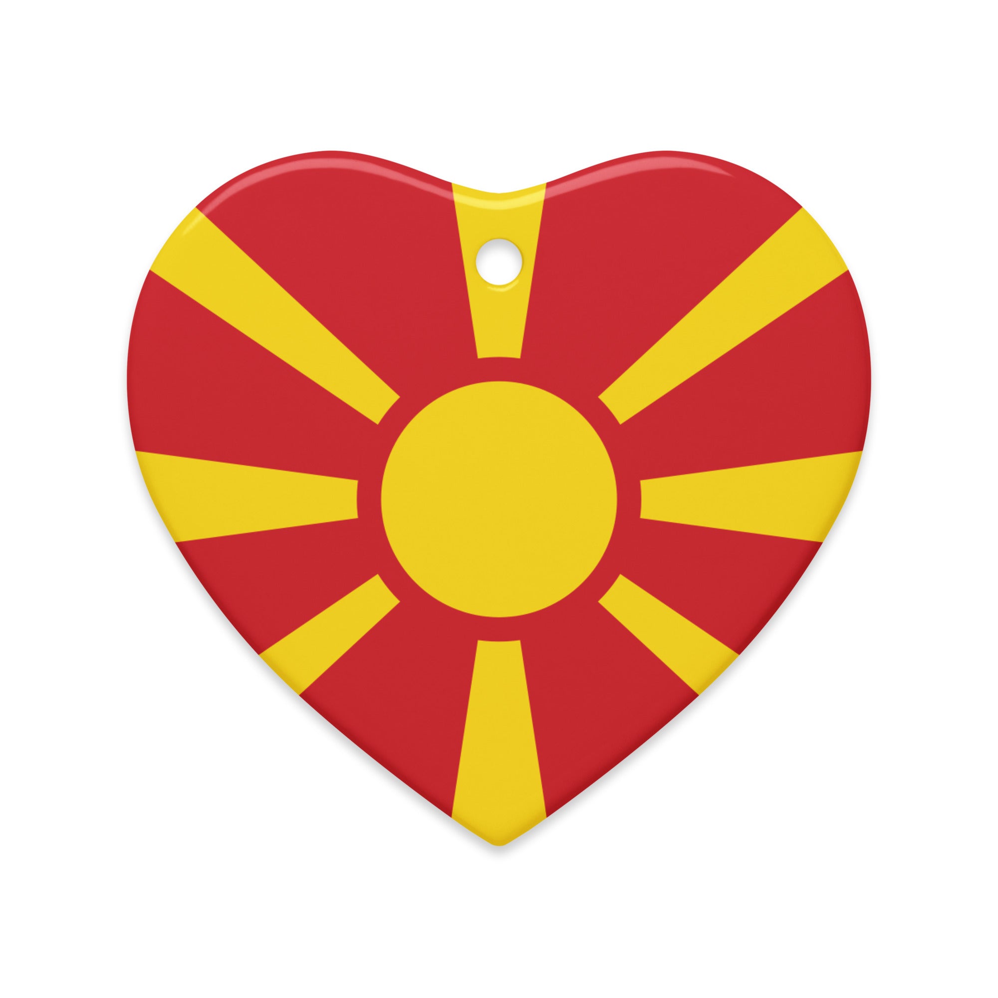 Heart-shaped Macedonian flag Christmas ornament