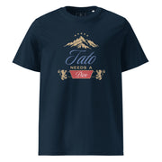 navy blue men's shirt with tato needs a pivo macedonian dad beer design and mountain graphic