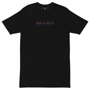 black shirt with made in croatia text in croatian flag colors minimalist design