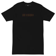 black shirt with made in macedonia text in macedonian flag colors minimalist design