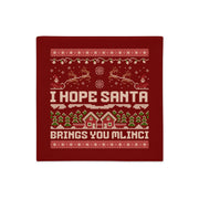 Red Christmas pillowcase with “I Hope Santa Brings You Mlinci” knitted-style design.