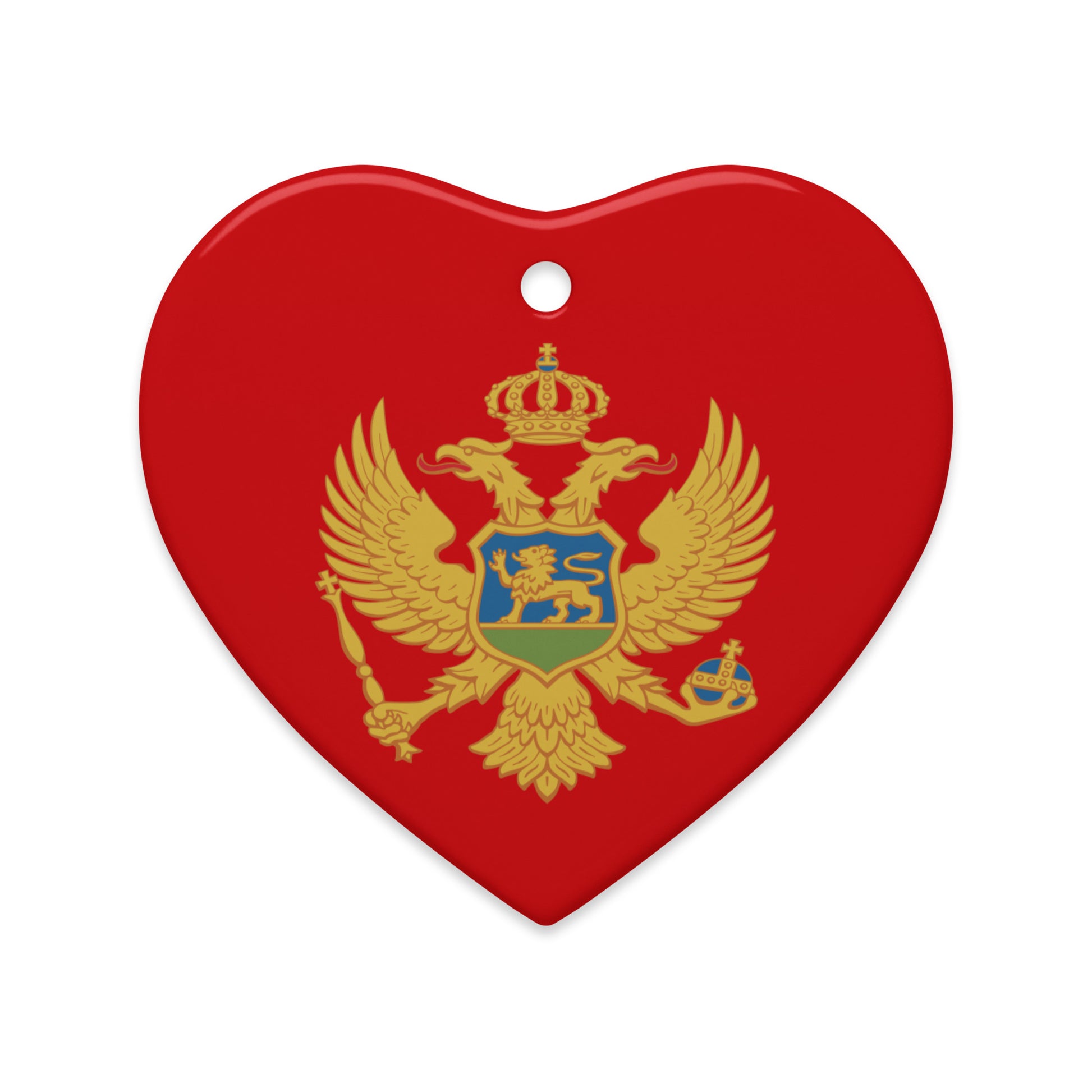 Heart-shaped Montenegrin flag Christmas ornament