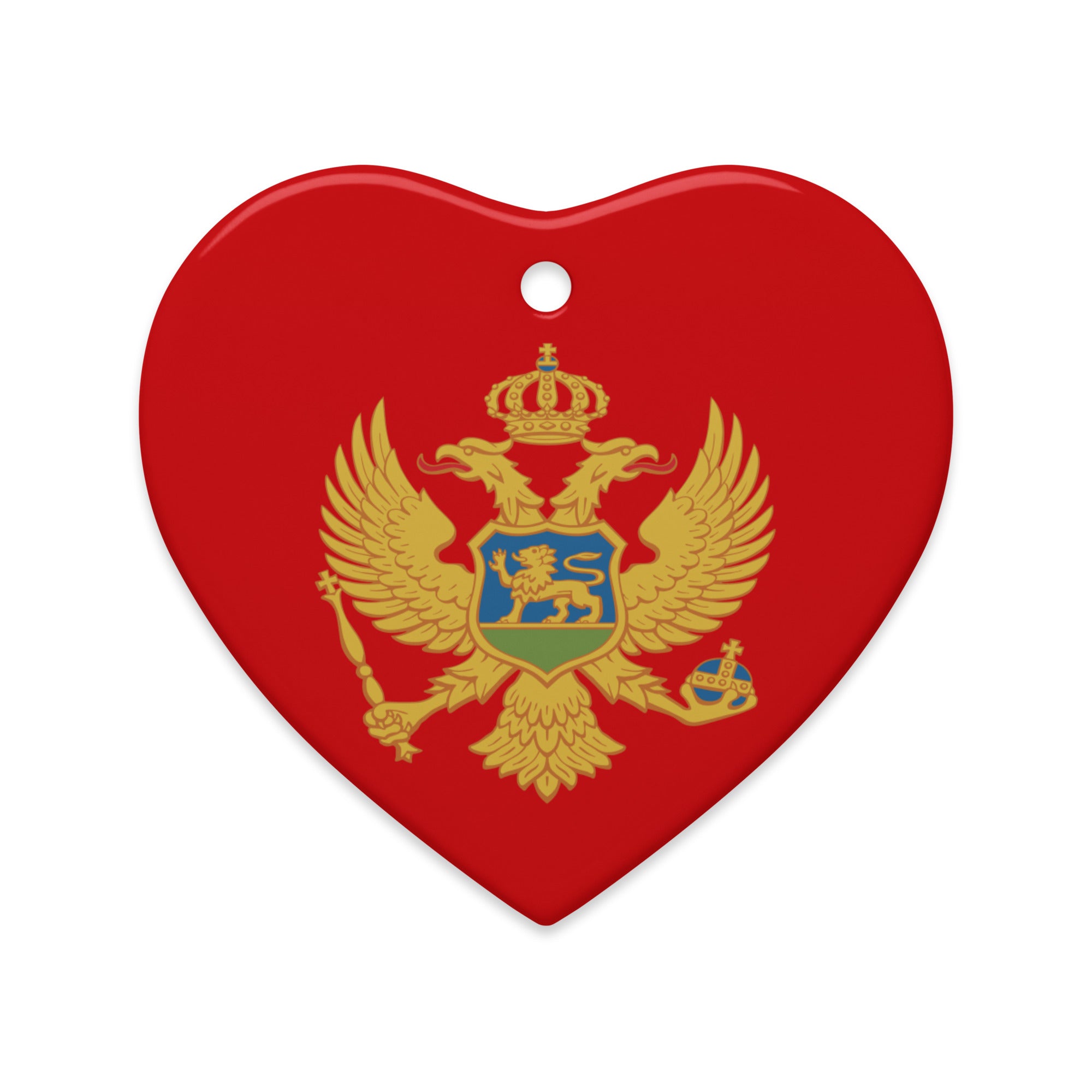 Heart-shaped Montenegrin flag Christmas ornament
