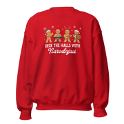 Narodnjaci gingerbread Christmas sweater with gingerbread musicians.