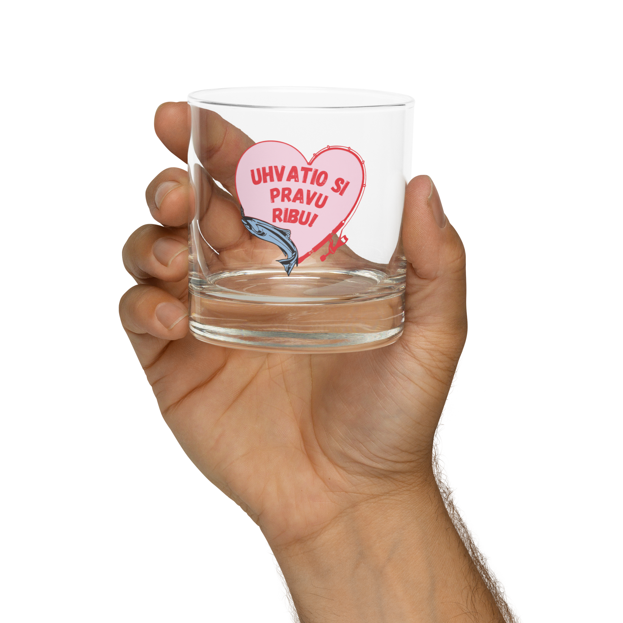 "Hooked on You" Rocks Glass (Serbian)