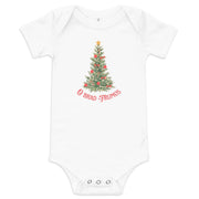 Romanian baby Christmas bodysuit with text O Brad Frumos – Balkanish design