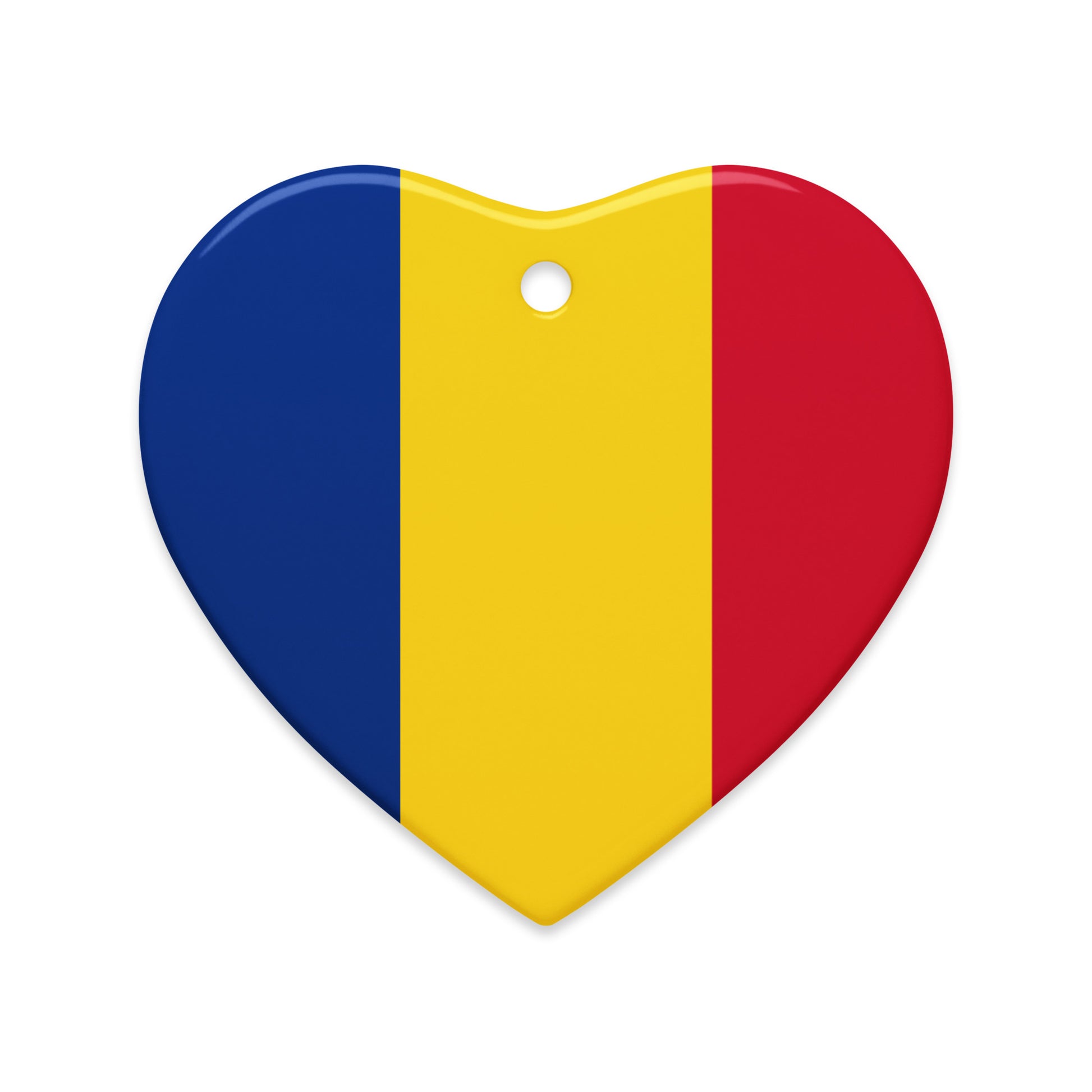 Heart-shaped Romanian flag Christmas ornament