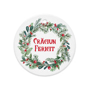 Romanian wreath ornament with “Crăciun Fericit” — festive Christmas decor