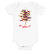 Serbian baby Christmas bodysuit with Badnjak tree and text Oj Badnjače – Balkanish design