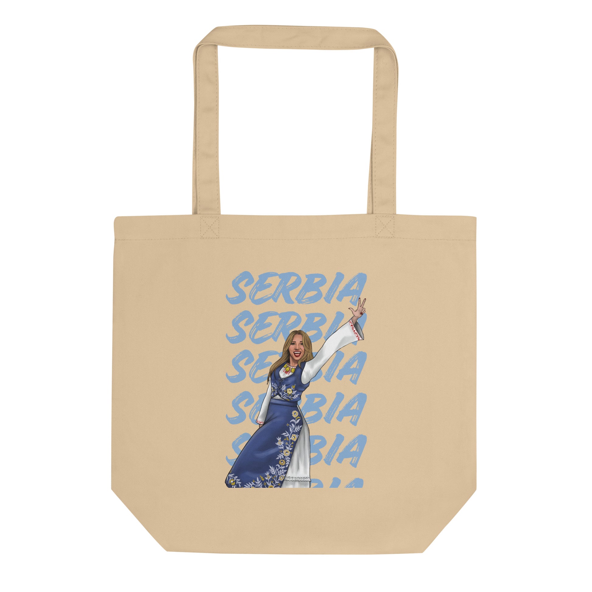 Serbian Baddie eco tote bag with Serbia pride graphic and woman illustration