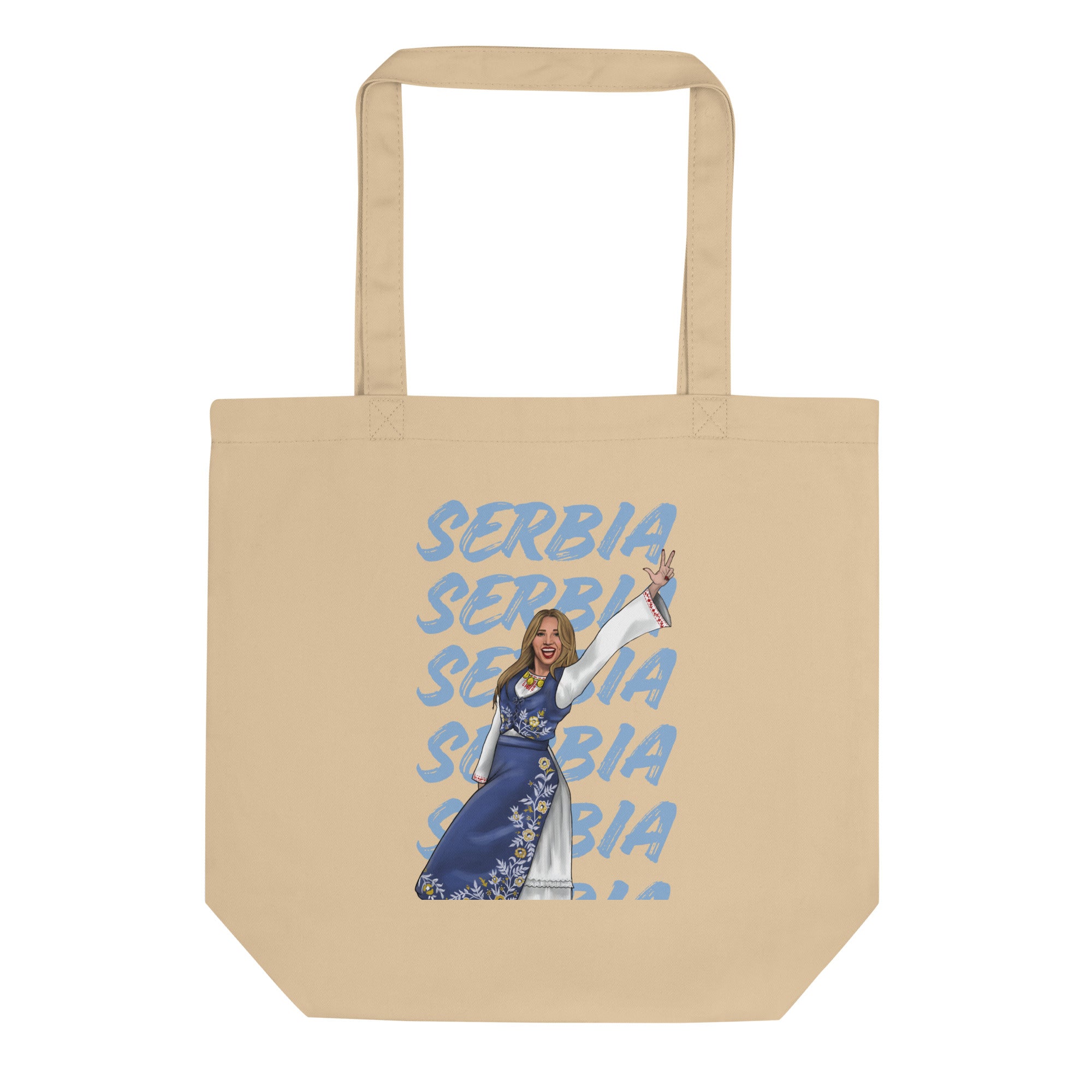 Serbian Baddie eco tote bag with Serbia pride graphic and woman illustration