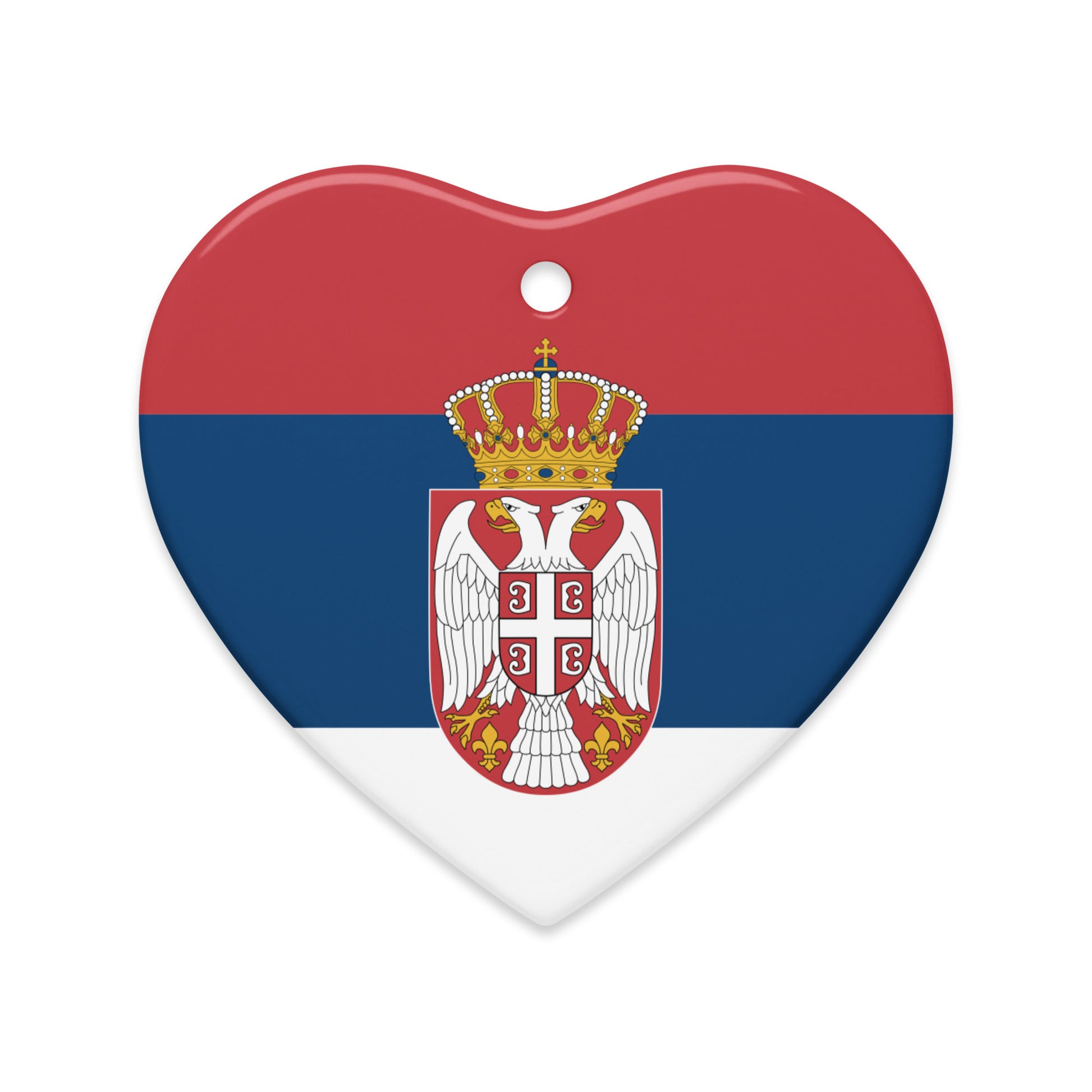Heart-shaped Serbian flag Christmas ornament