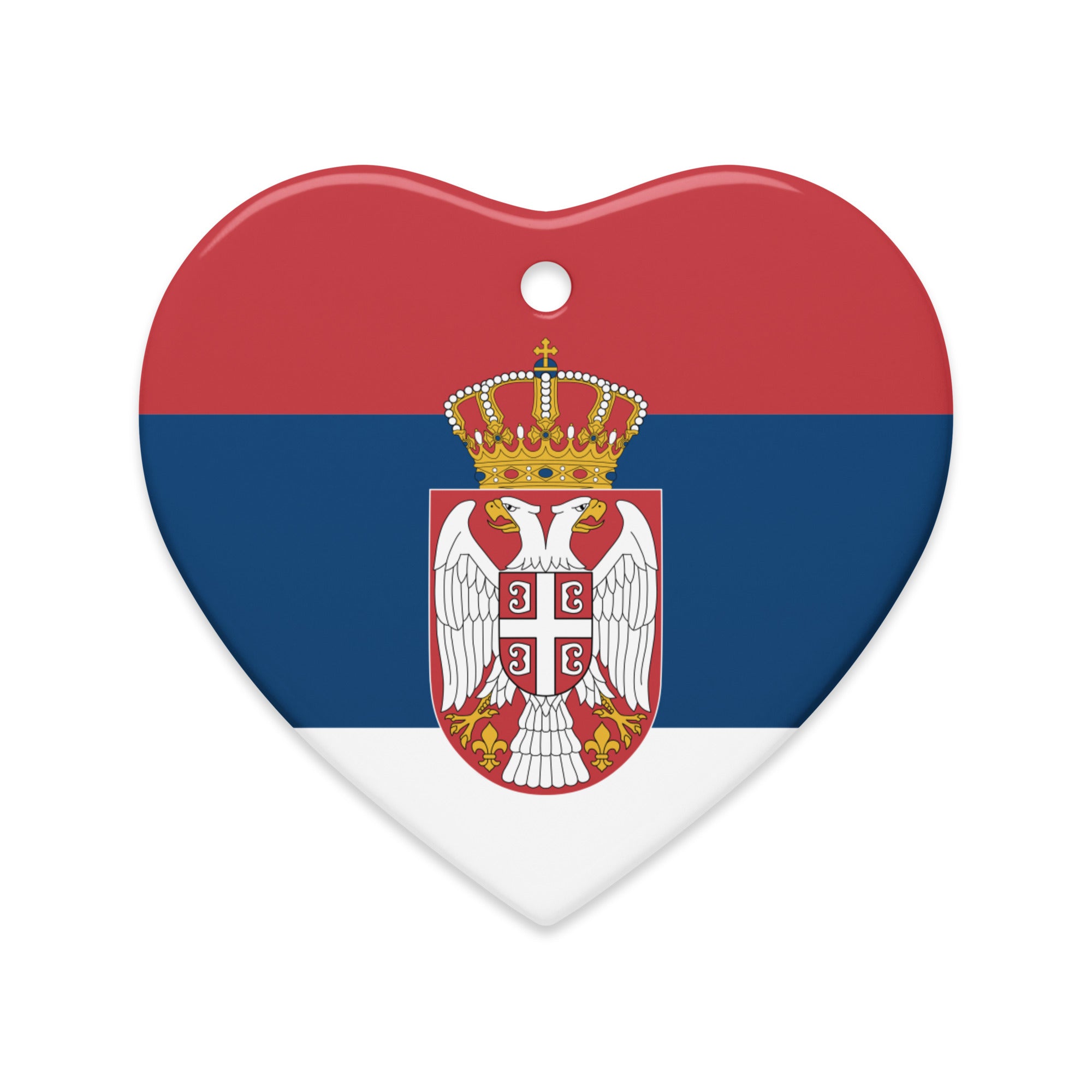 Heart-shaped Serbian flag Christmas ornament