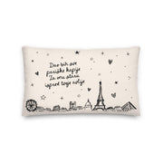 Serbian love pillow with hand drawn Paris skyline and Volim te text